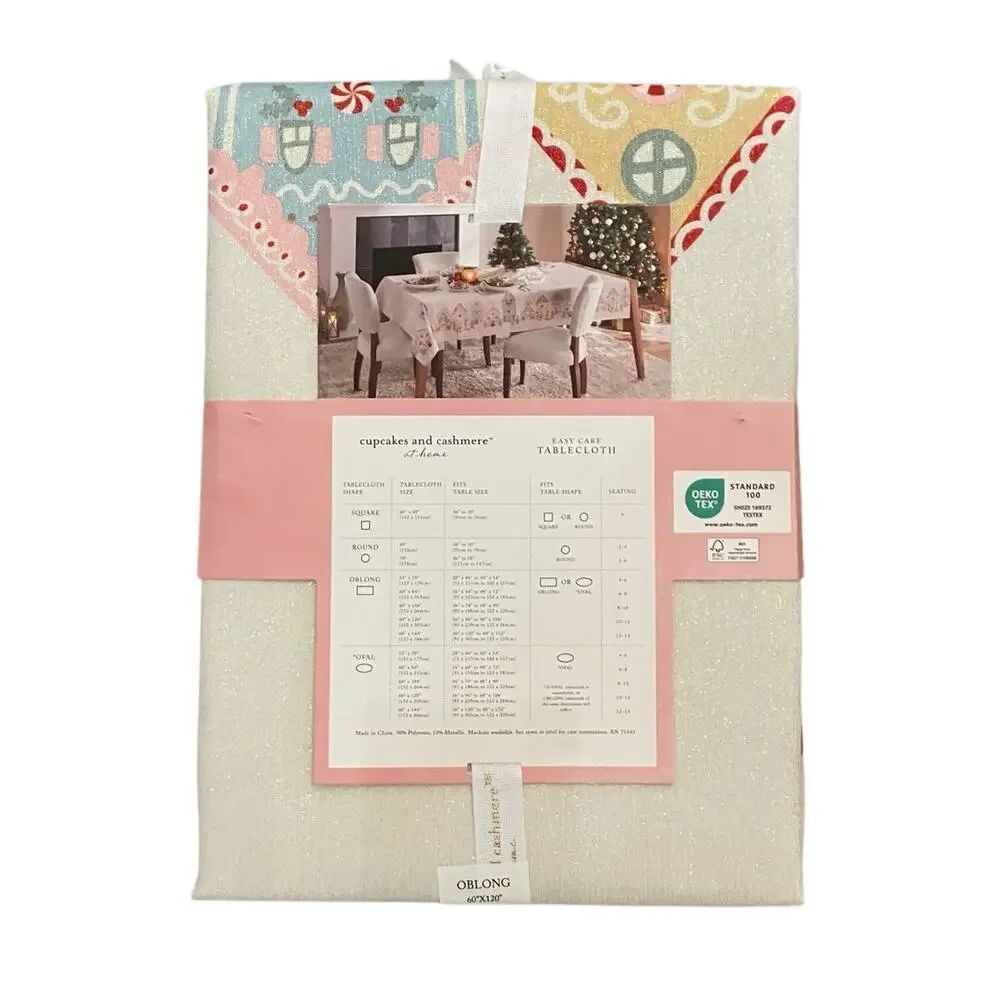 Cupcakes & Cashmere Christmas Gingerbread Man 60x120 Holiday Tablecloth New